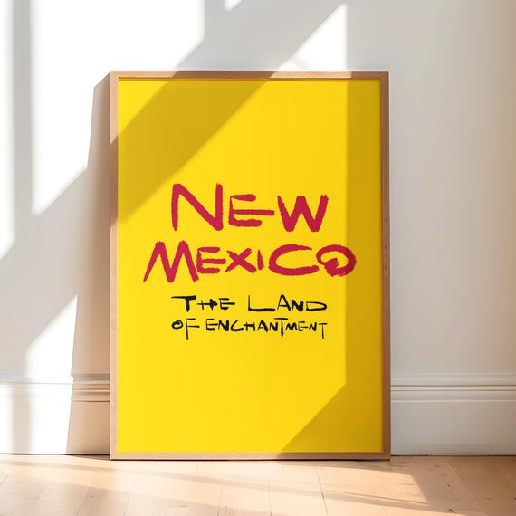 Bold New Mexico Calligraphy Print Modern Minimalist Ink Brush Wall Art Southwestern Typography Poster