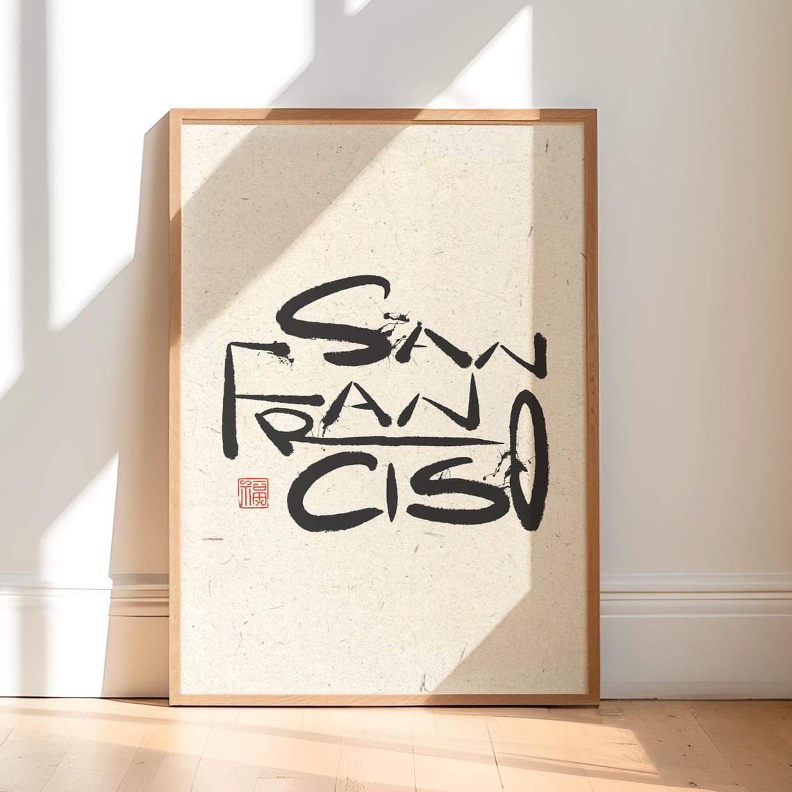 San Francisco California Ink Brush Calligraphy City Name Poster