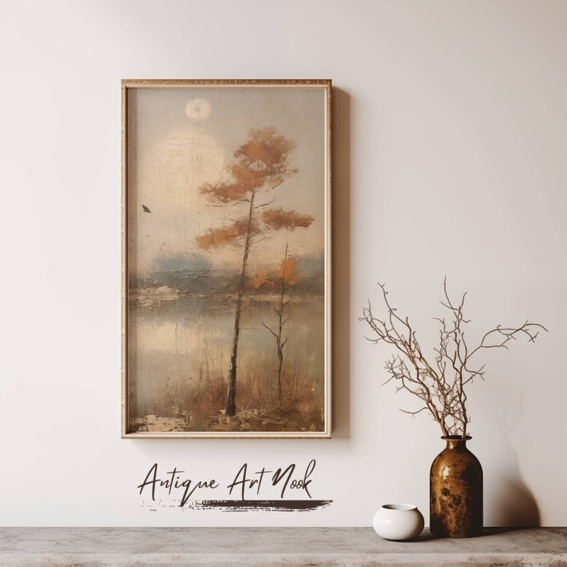 Rustic Forest Painting, Vintage Landscape Art Print