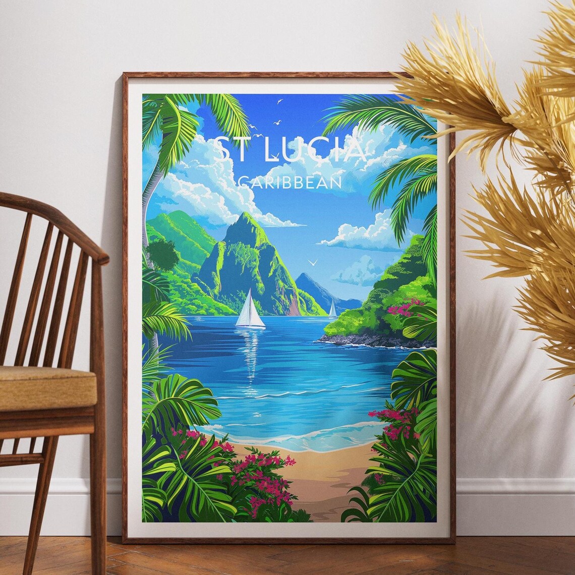 St Lucia Travel Print Caribbean Poster Wall Art
