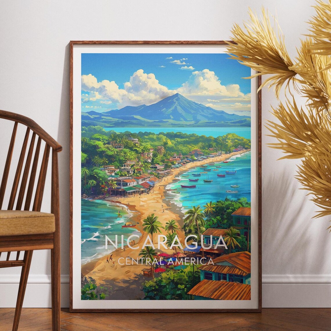 Nicaragua Travel Print Central America Poster Wall Art