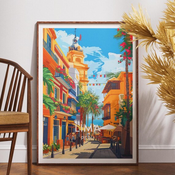 Lima Travel Print Peru Poster Wall Art South America Peruvian