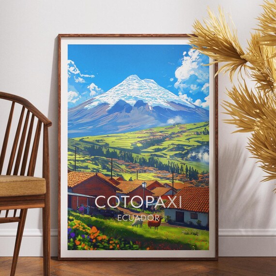 Cotopaxi Travel Print Ecuador Poster Wall Art South America Mountain