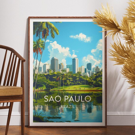 Sao Paulo Travel Print Brazil Poster Wall Art South America