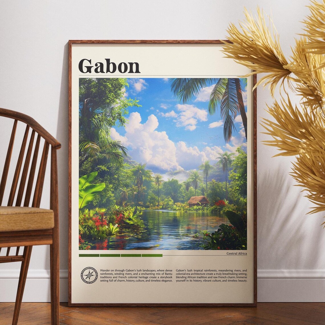 Gabon Central Africa Jungle River Lush Rainforest Travel Poster