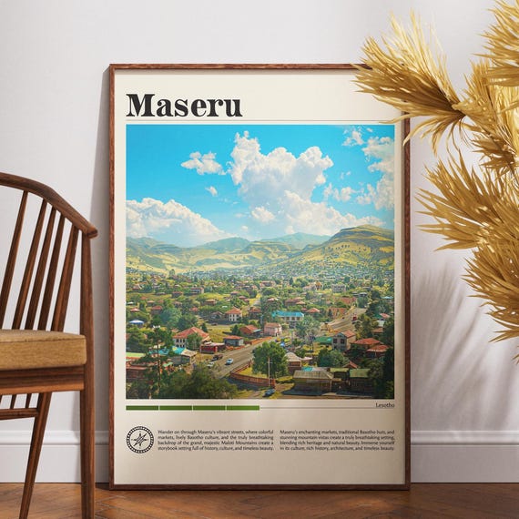 Maseru Travel Print Lesotho Poster Wall Art Africa