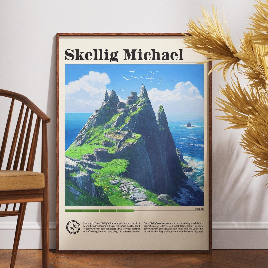 Skellig Michael Ireland Rocky Island Monastery Travel Poster
