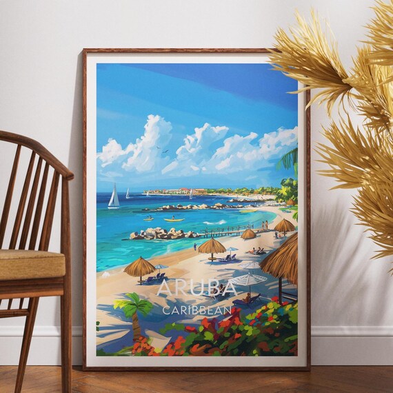 Aruba Travel Print Caribbean Poster Wall Art Mural