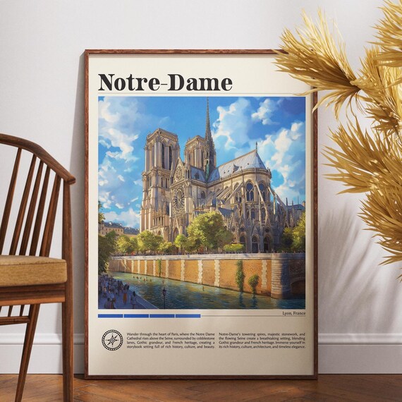 Notredame Travel Poster, France Europe