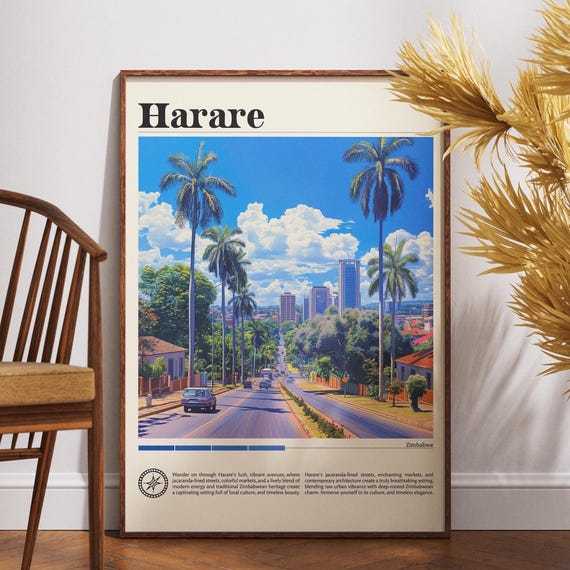 Harare Travel Print Zimbabwe Wall Art Poster Africa City
