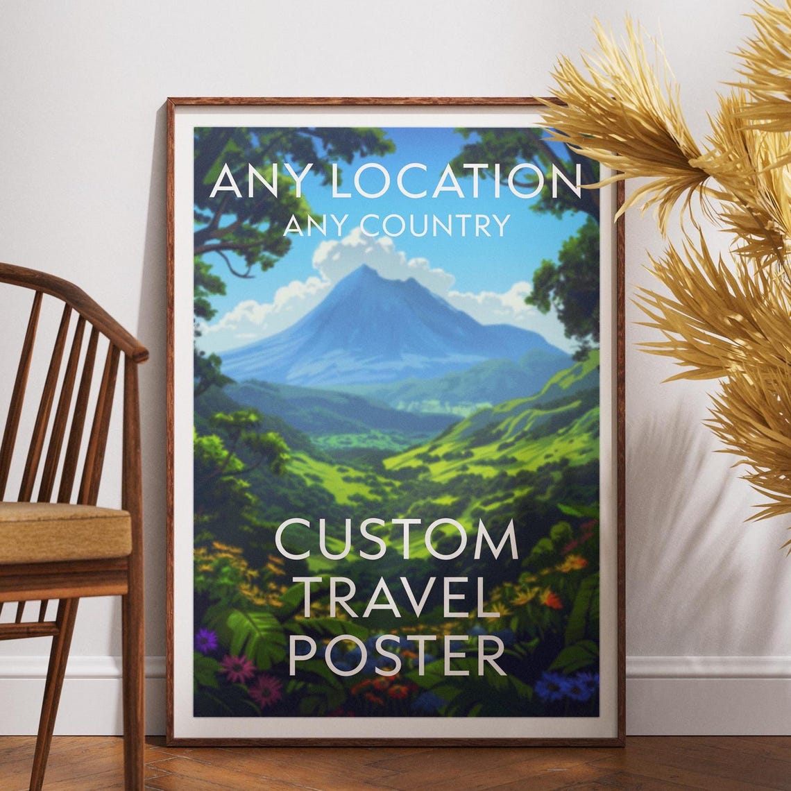 Custom Any Location Tropical Beach Personalized Vintage Travel Poster