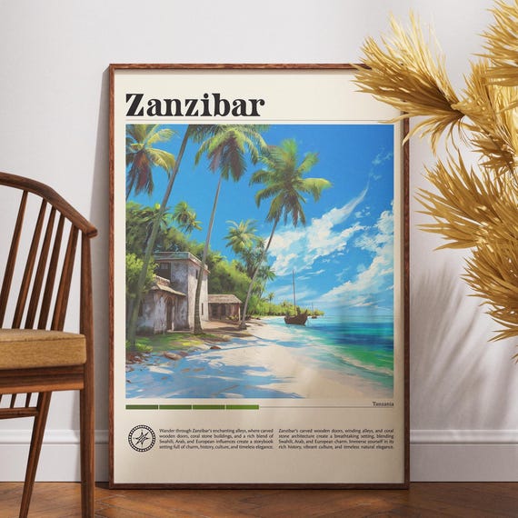 Zanzibar Travel Print Tanzania Poster Wall Art Africa