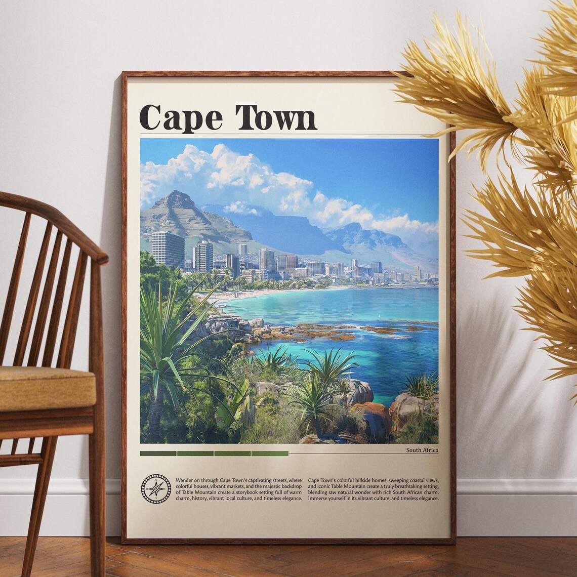 Cape Town South Africa City Skyline Harbor Vintage Travel Poster