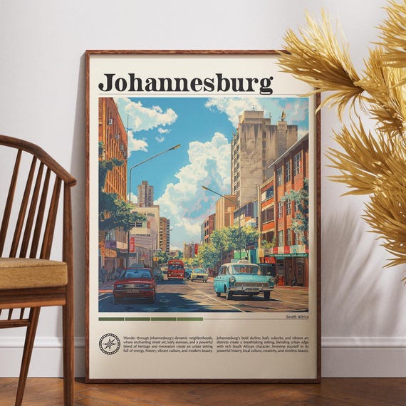 Johannesburg Travel Print South Africa Poster Wall Art Johannesburgafrica