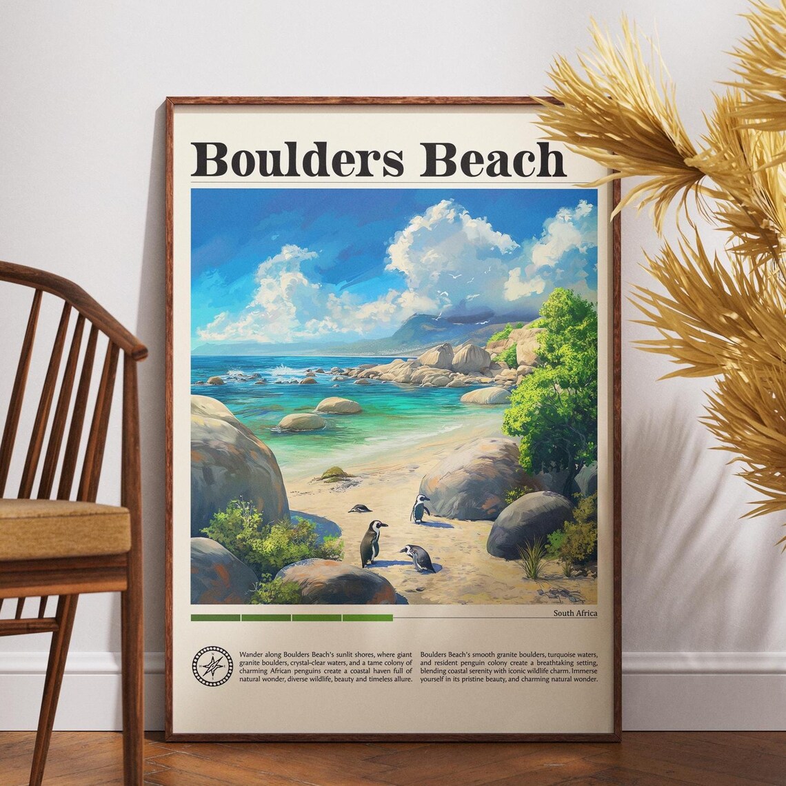 Boulders Beach South Africa Penguin Colony Granite Cove Travel Poster
