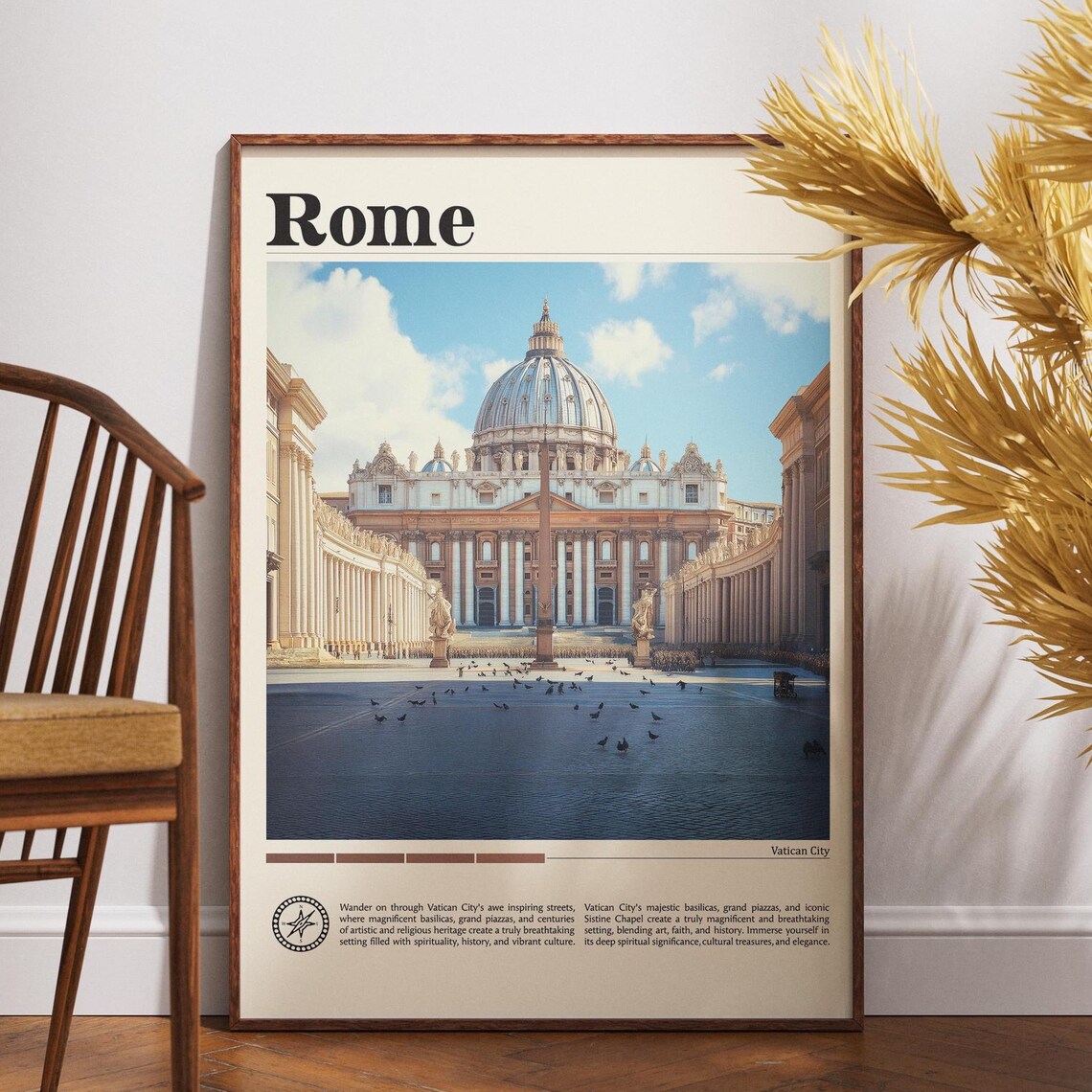 Vatican City Rome Travel Print Italy Wall Art Map Poster Gift Home Decor