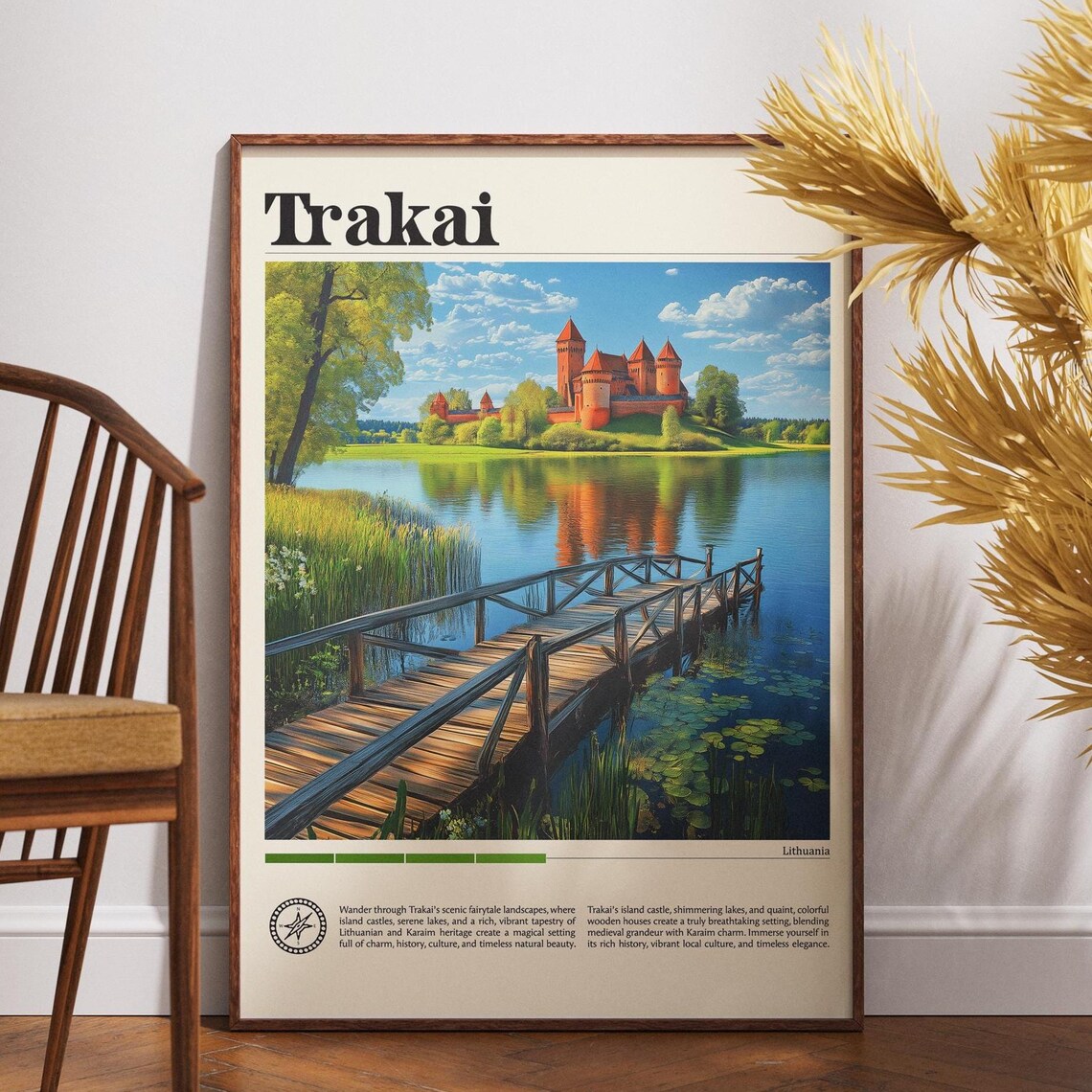 Trakai Lithuania Red Brick Island Castle Lake Bridge Travel Poster