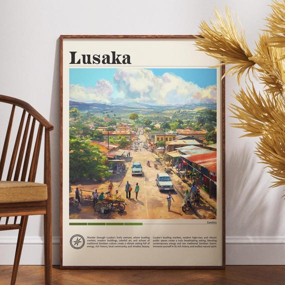 Lusaka Travel Print Zambia Poster Africa Wall Art