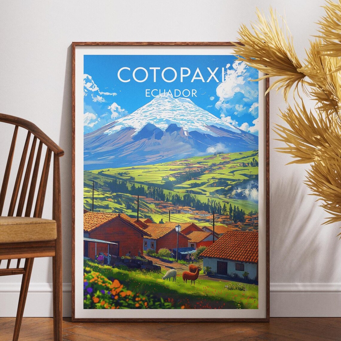 Cotopaxi Travel Print Ecuador Poster Wall Art South America Mountain
