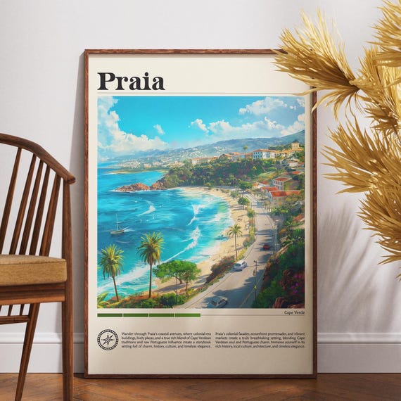 Praia Travel Print Cape Verde Africa Poster Wall Art Coastal Beach