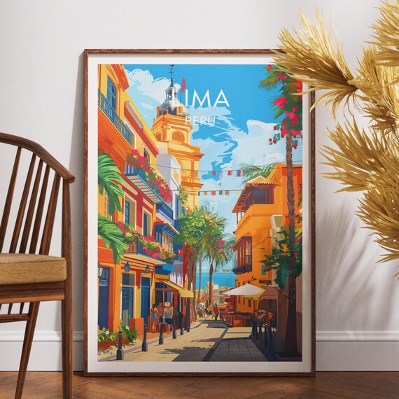 Lima Travel Print Peru Poster Wall Art South America Peruvian