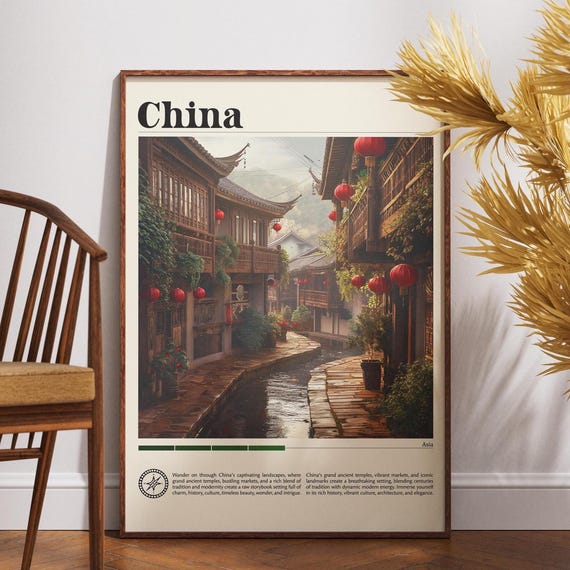 China Travel Print Poster Wall Art Backpacking Decor Chinese