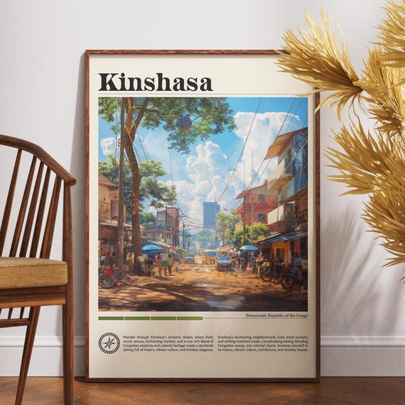 Kinshasa Travel Print Democratic Republic Of Congo Wall Art Poster Drc Africa City