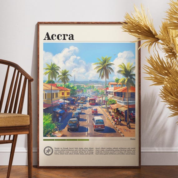 Accra Travel Print Ghana Poster Wall Art Africa Ghanaian