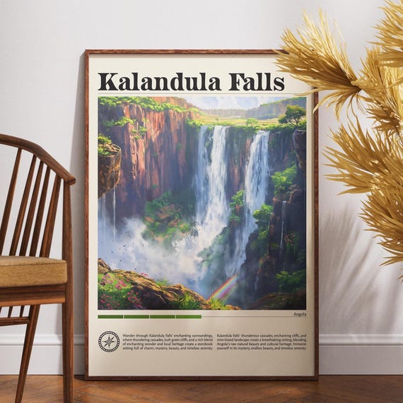 Kalandula Falls Poster Angola Print Travel Wall Art Africa African Wildlife Waterfall