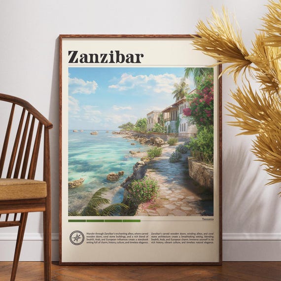 Zanzibar Travel Print Tanzania Poster Wall Art Africa