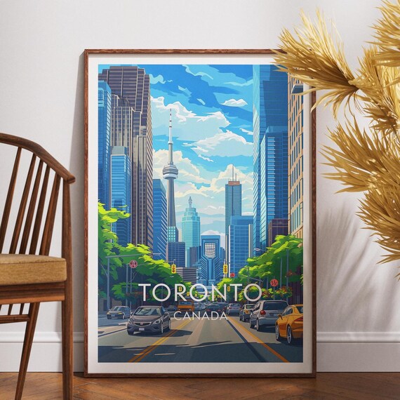 Toronto Canada Downtown Skyline CN Tower Summer Street Poster