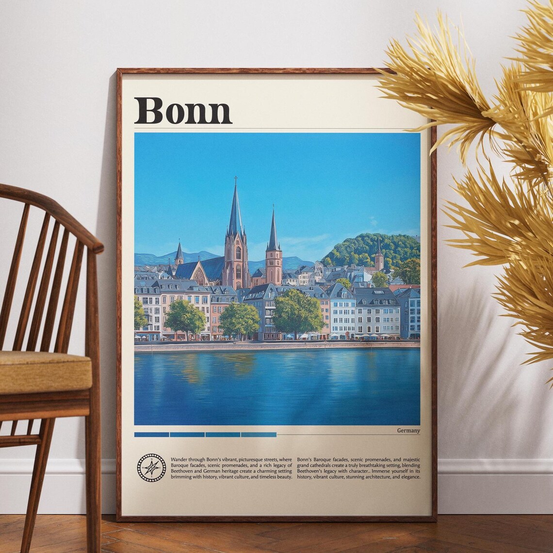 Bonn Germany Rhine Riverfront Minster Cathedral Travel Poster