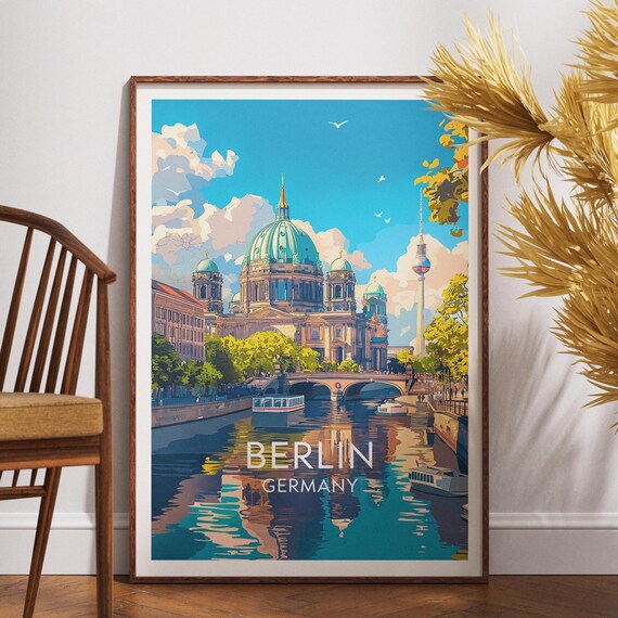 Berlin Germany Cathedral Dome Over Spree River Travel Poster