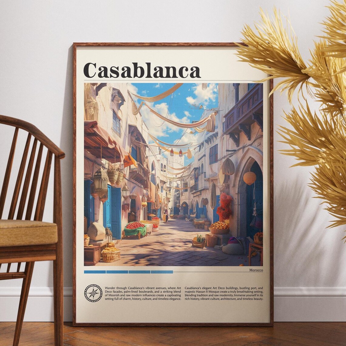Casablanca Morocco Old Medina Alley Lanterns Market Painted Poster