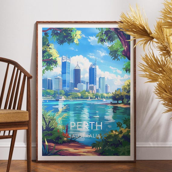 Perth Travel Print Australia Poster Wall Art