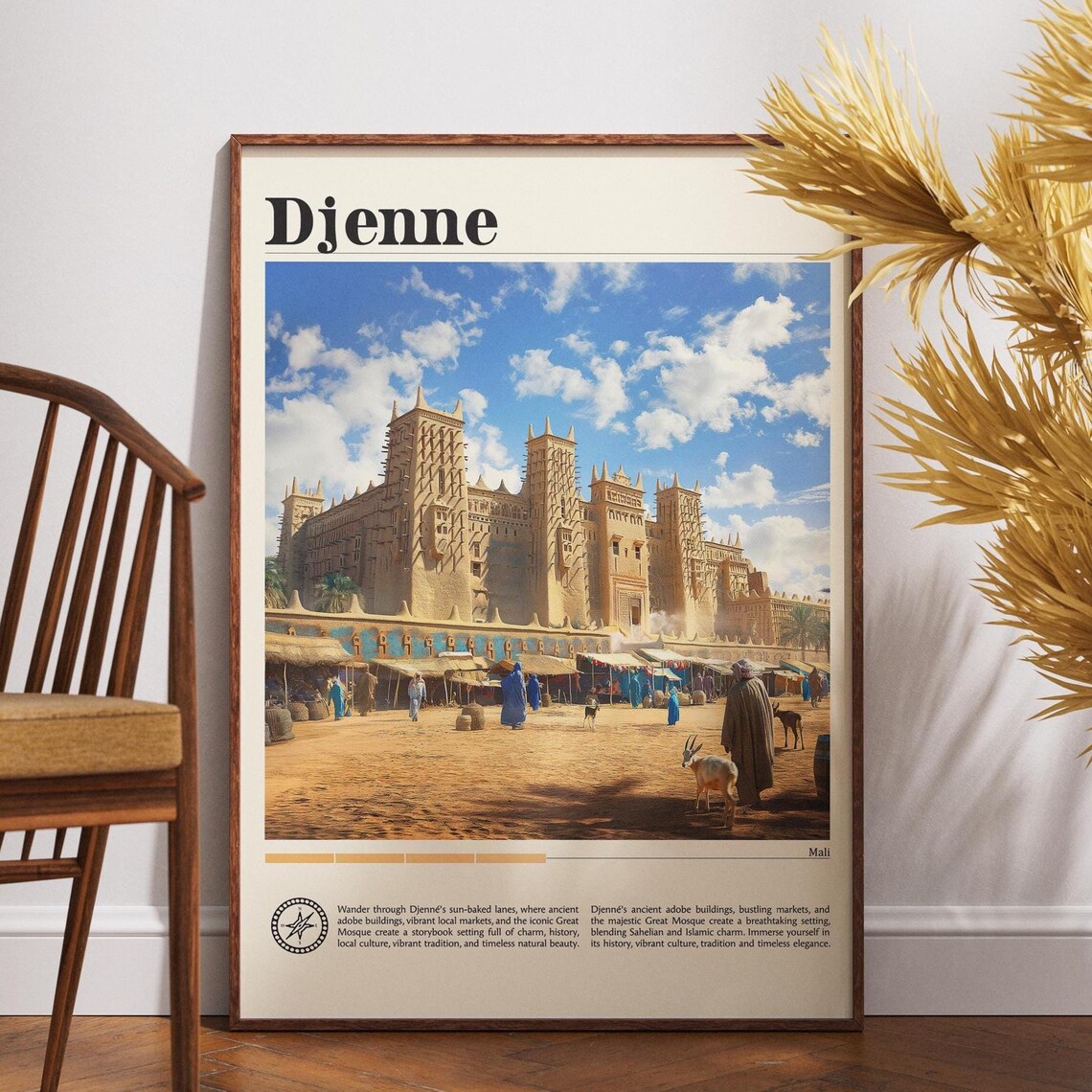 Djenne Mali Great Mosque Market Square Desert Scene Travel Poster