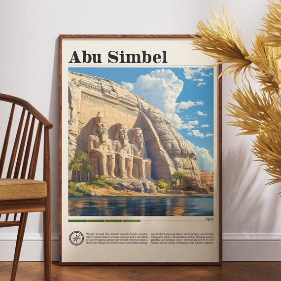 Abu Simbel Temples Travel Print Egypt Poster Wall Art Africa Ancient Luxor