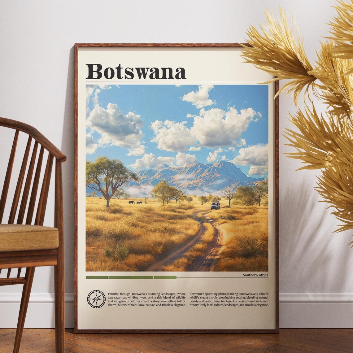 Botswana Travel Print Africa Poster Wall Art