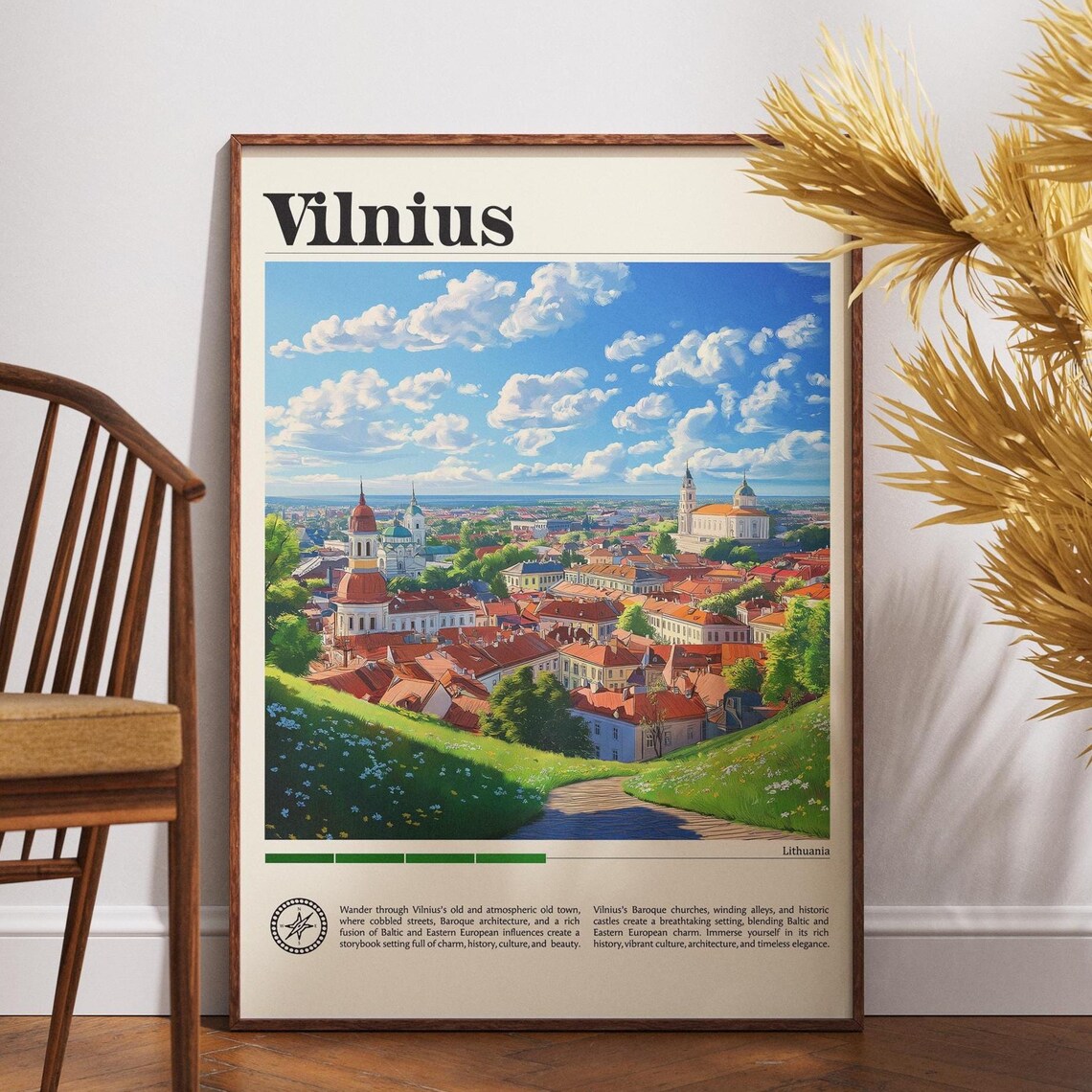 Vilnius Lithuania Old Town Red Roofs Baroque Churches Travel Poster