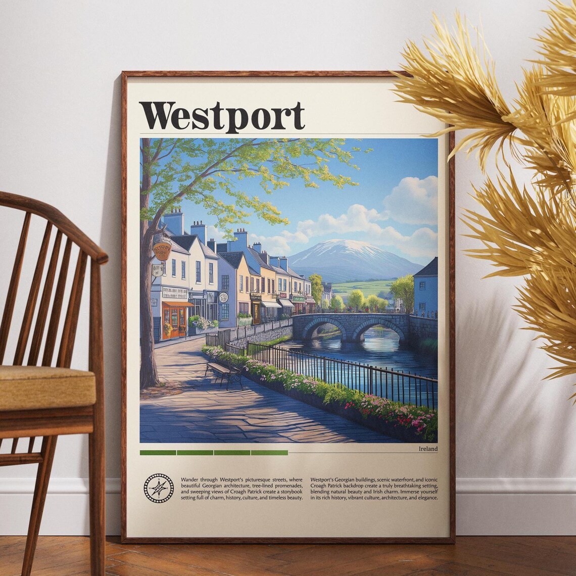 Westport Ireland Georgian Streets Riverside Bridge Travel Poster