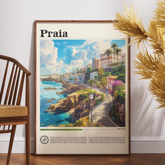 Praia Travel Print Cape Verde Africa Poster Wall Art Coastal Beach