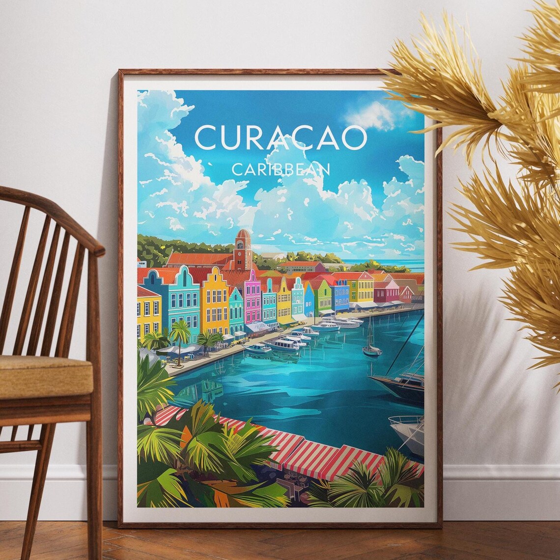 Curacao Caribbean Willemstad Colorful Harbor Houses Island Poster