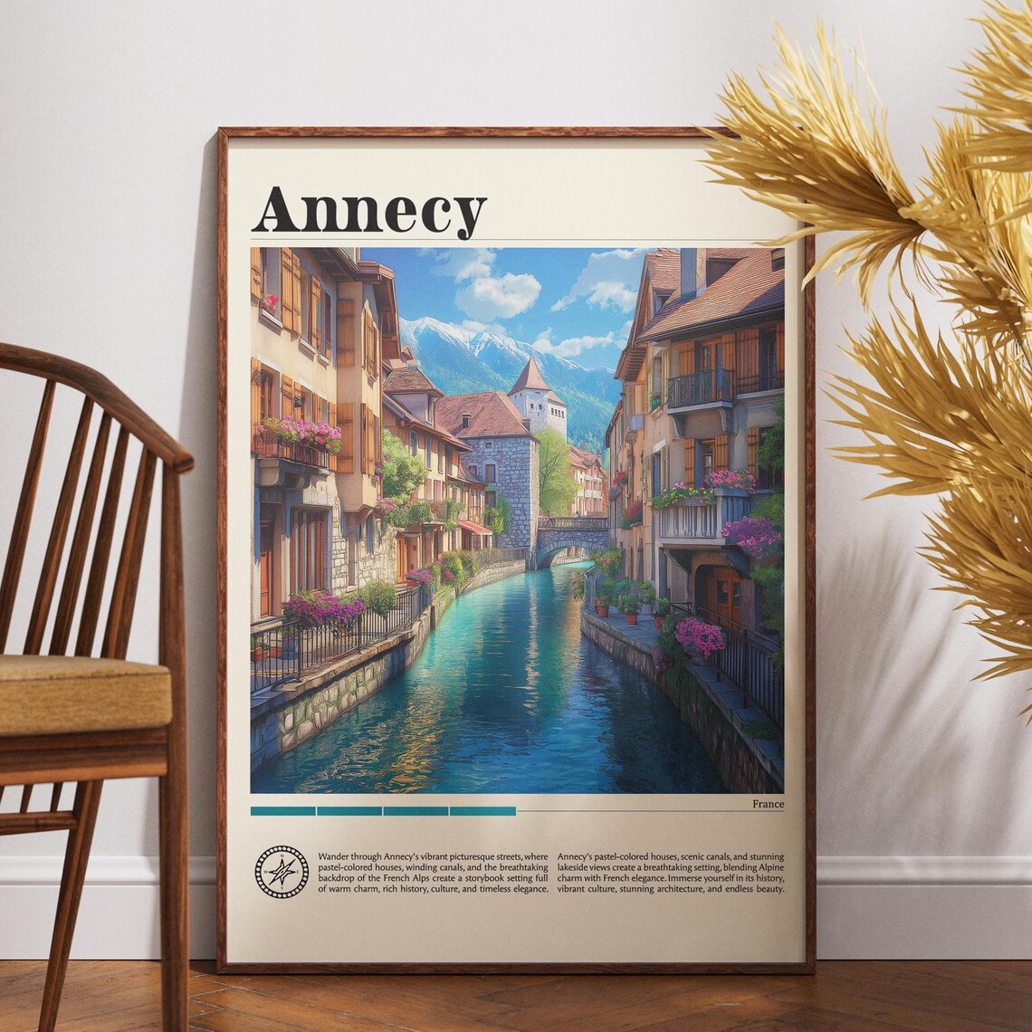 Annecy Travel Print France Poster Wall Art Europe Lake French