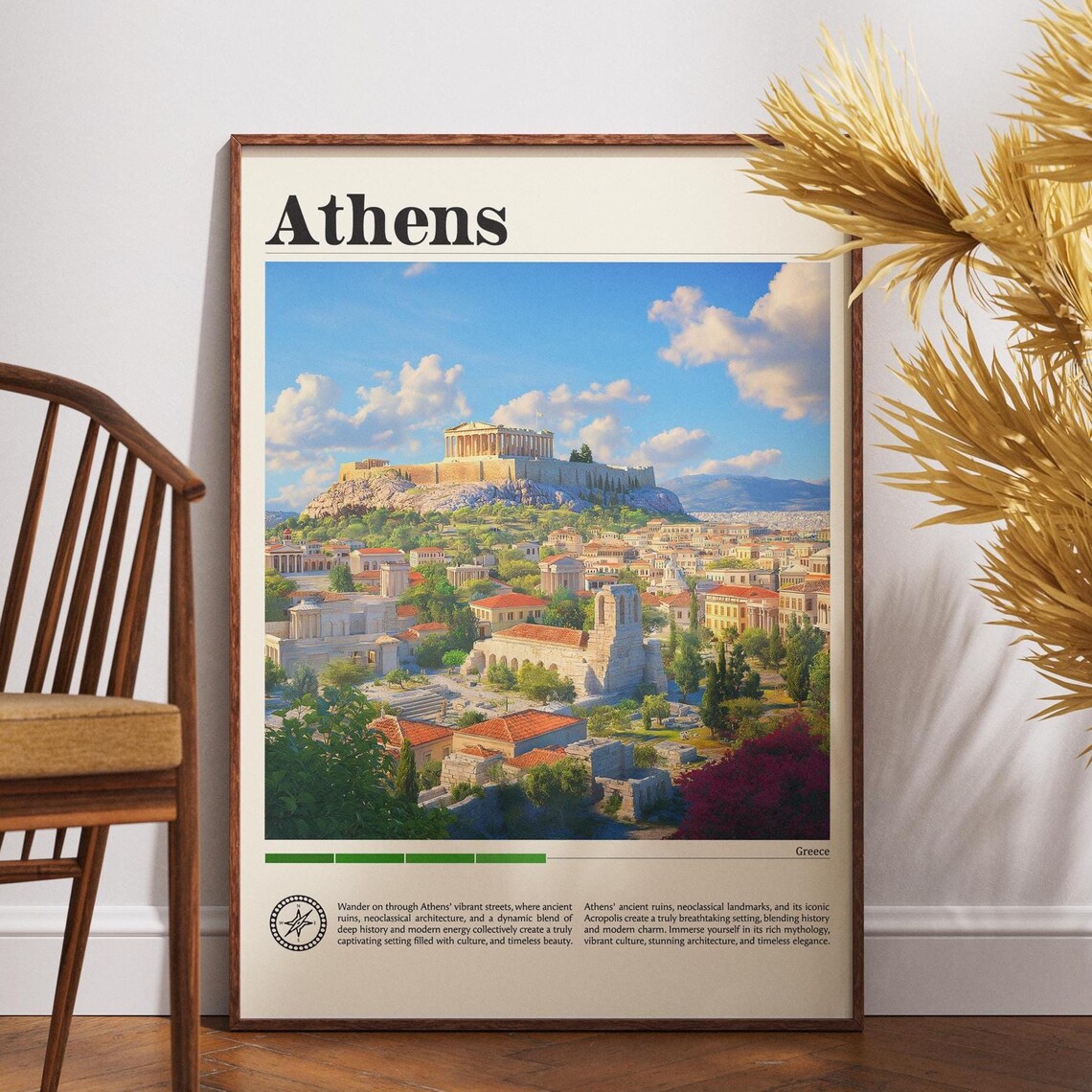 Athens Greece Iconic Acropolis Hill Daytime Classic Travel Poster