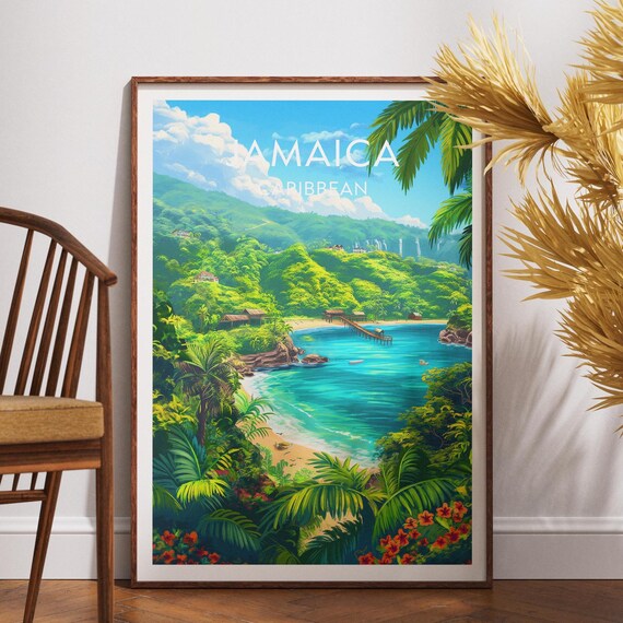 Jamaica Travel Print Caribbean Poster Wall Art Jamaican