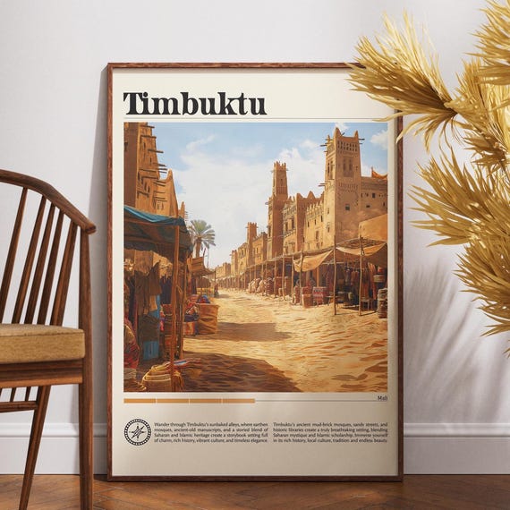 Timbuktu Travel Print Mali Poster Wall Art Africa