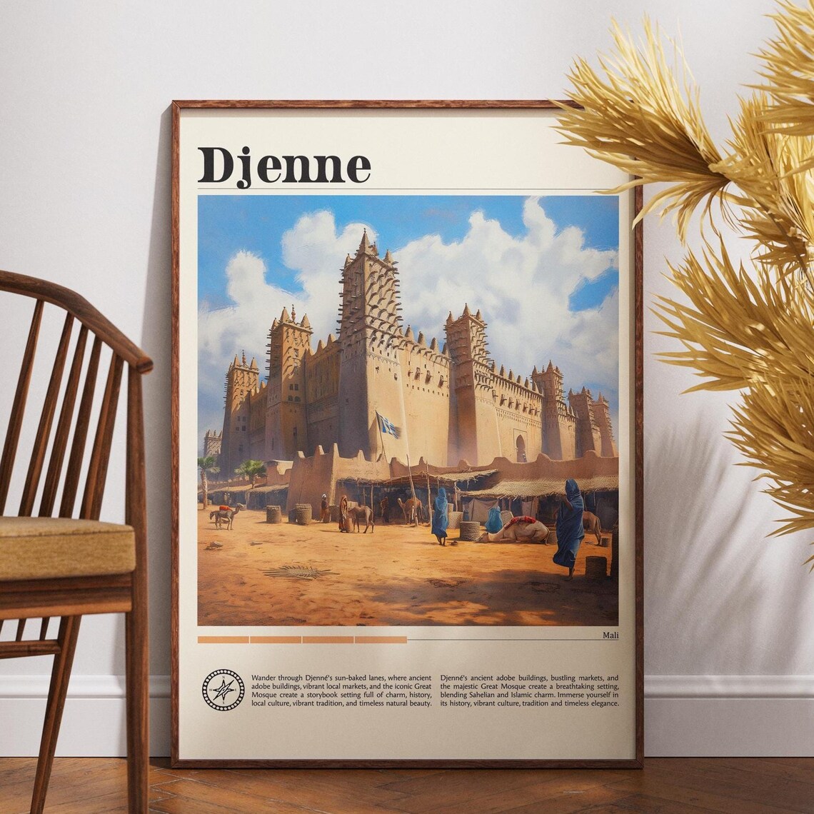 Djenne Mali Great Mosque Adobe Architecture Sahara Travel Poster