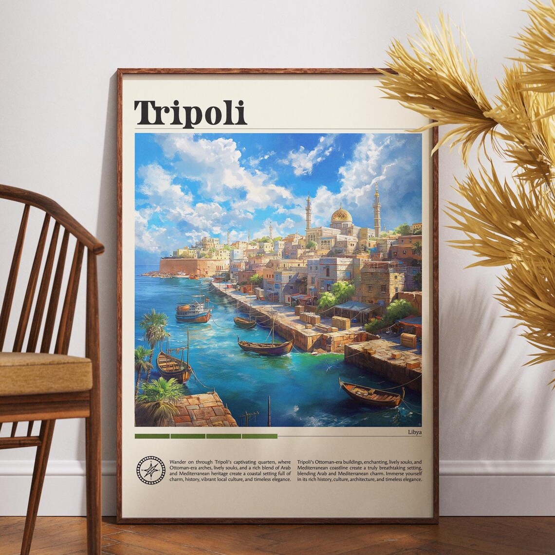 Tripoli Libya Harbor Waterfront Ottoman Old Town Travel Poster