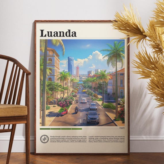 Luanda Poster Angola Print Travel Wall Art Africa African Wildlife City
