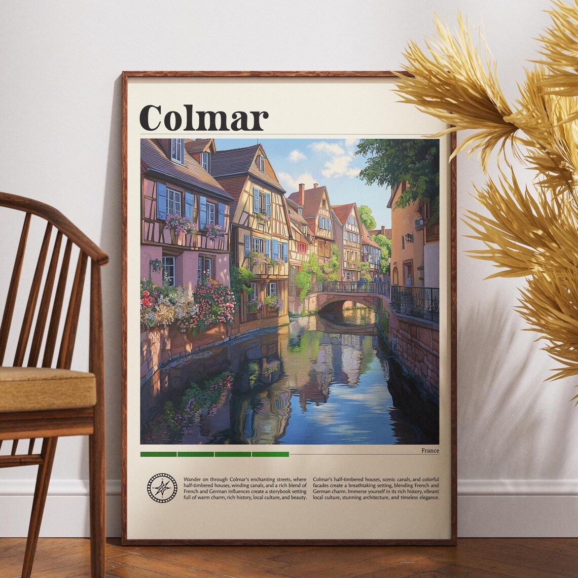 Colmar France Half Timbered Houses Canal Old Town Travel Poster